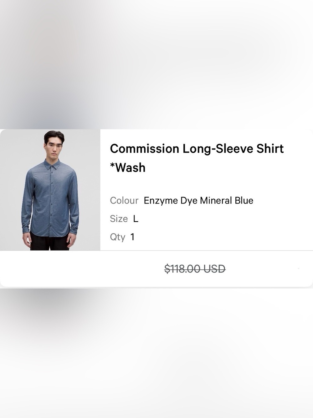 Commission Long-Sleeve Shirt in Enzyme Dye Mineral Blue